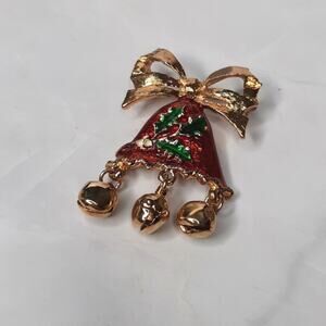 Christmas Bell with Jingle Bells Brooch